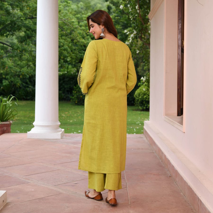 New Black Yoke Work Mustad Kurta And Pant Set