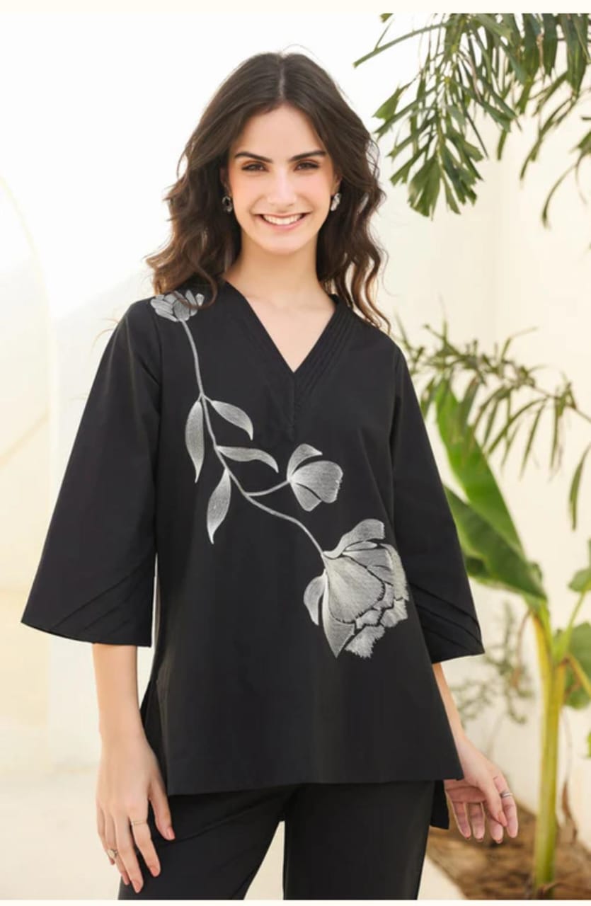 New Spring flower look Pintex kurta and Pant Set