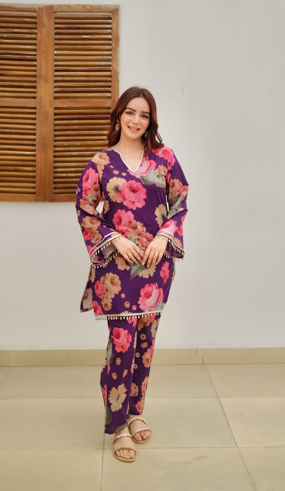 New Sunshine lace detailing kurta pant set