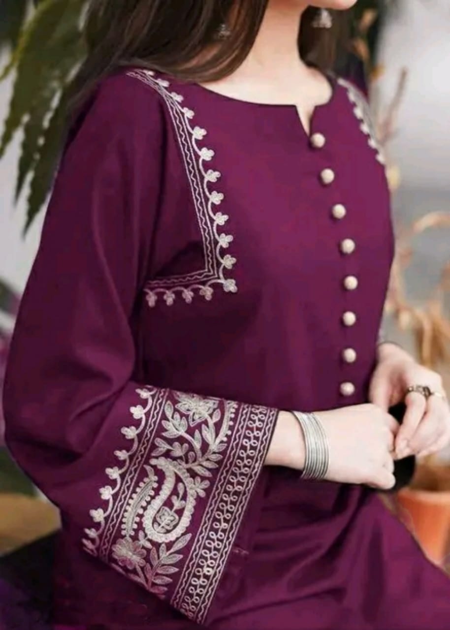 New Wine Aari work kurta palazzo set