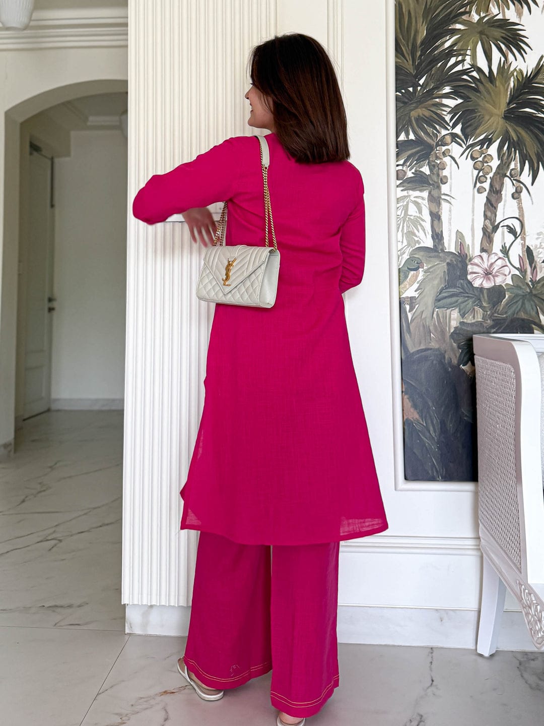 Pure cotton, clean lines, and just the right pop of pink Cord Set
