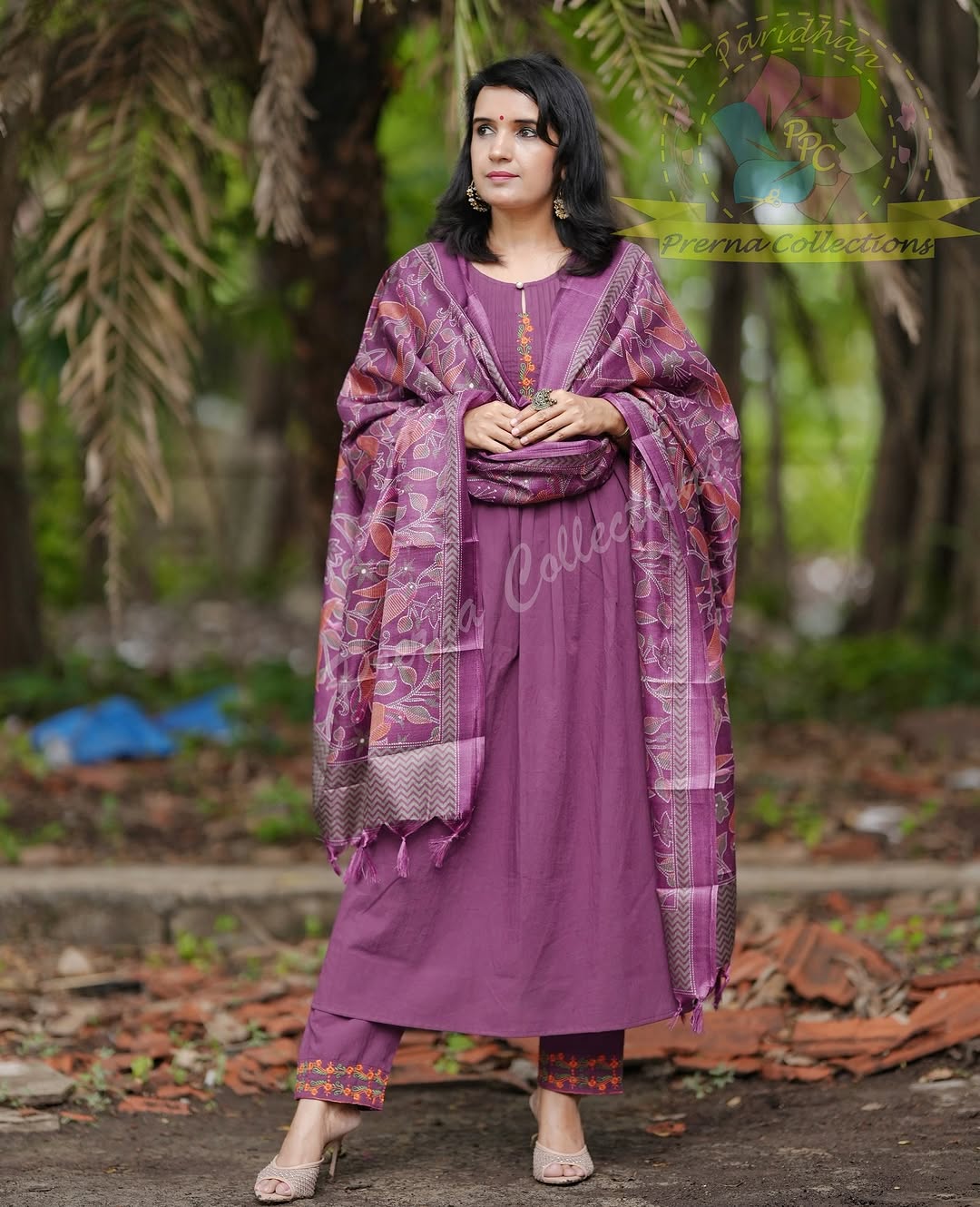 Pure cotton kurti with classy pintex work & embroidery work Set