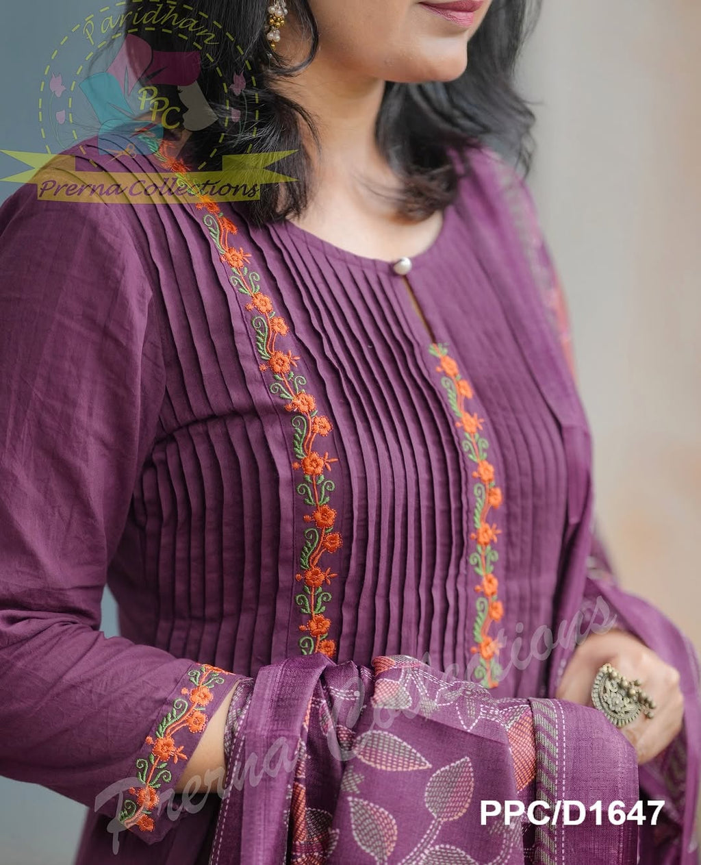 Pure cotton kurti with classy pintex work & embroidery work Set