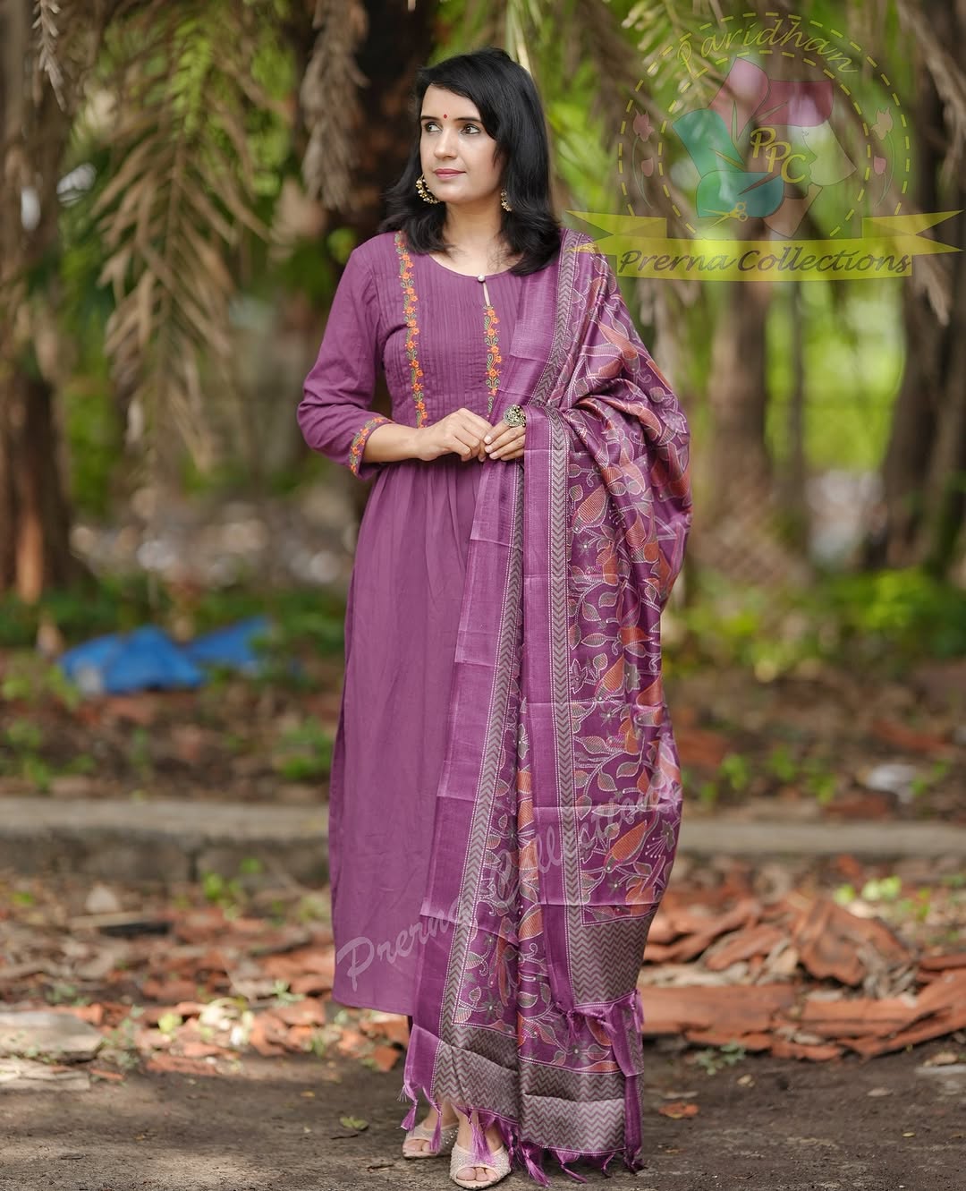 Pure cotton kurti with classy pintex work & embroidery work Set