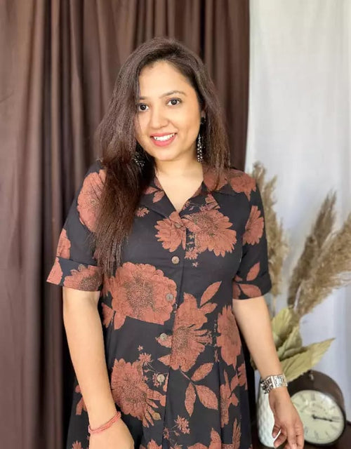 Black  Midi Cotton Casual Dresses for Women's