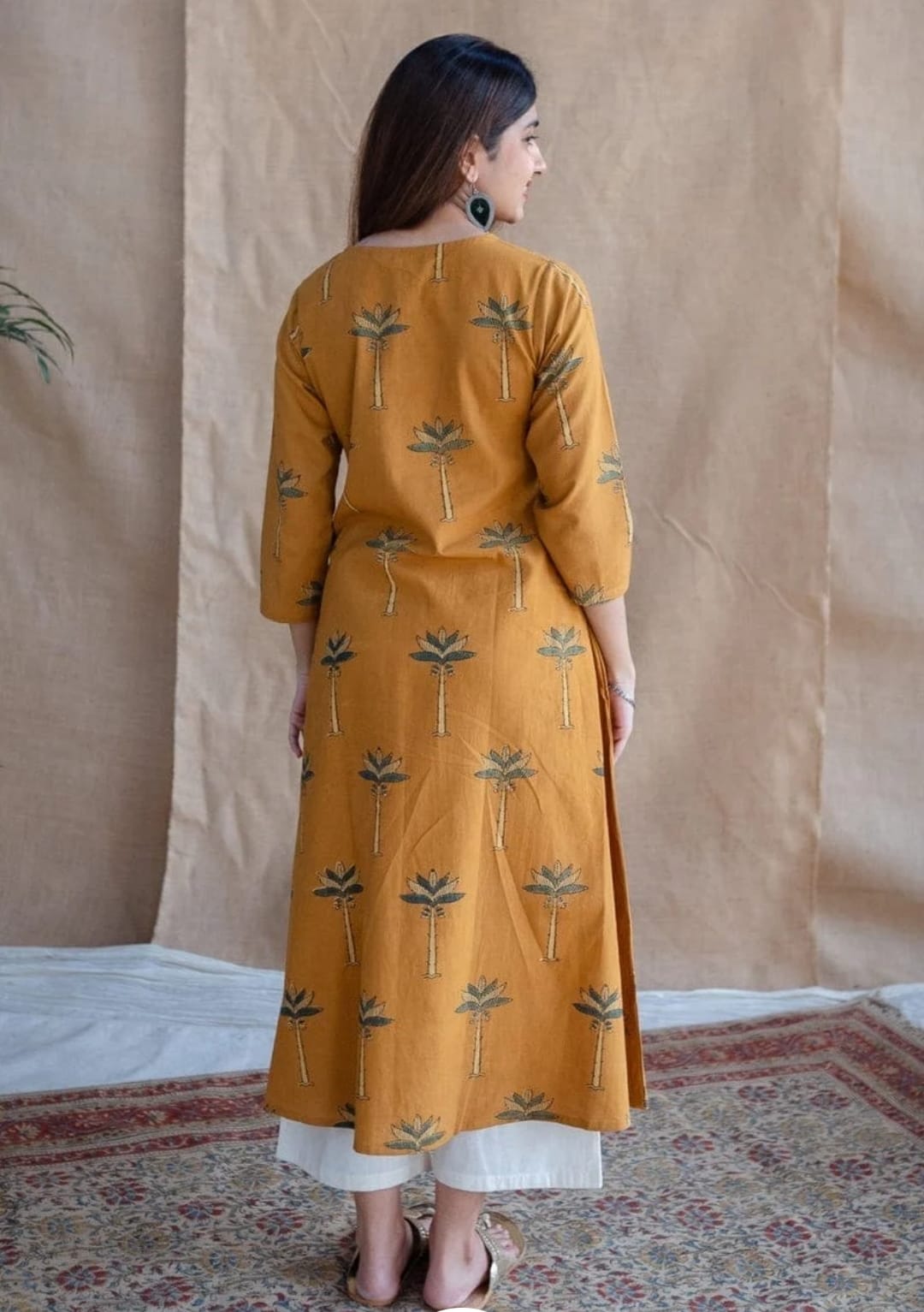 Yellow Women's Cotton Floral Print Co-Ords Set